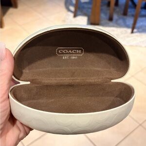 Coach White Embossed Sunglasses Case Large